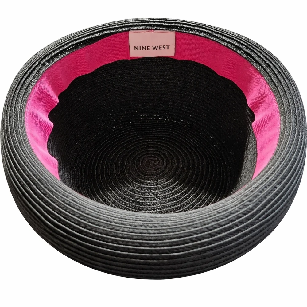 NINE WEST Black Hat with Red and Black Floral Detail.  EUC. - Picture 4 of 4